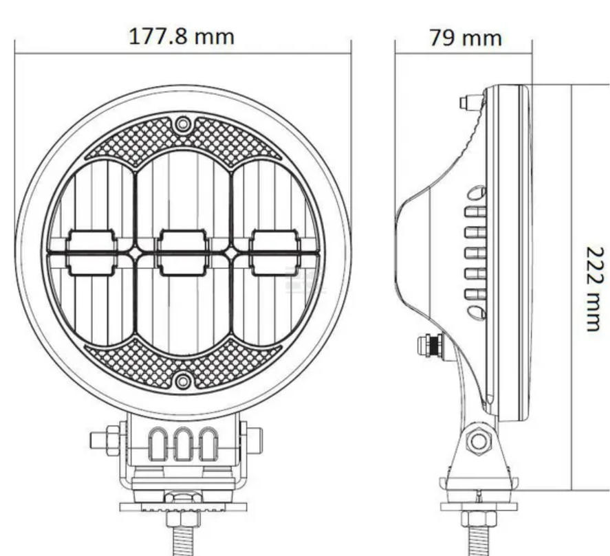 Predný LED svetlomet s denným svietením - priemer 229 mm