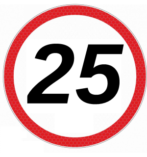 Nálepka - konštrukčná rýchlosť 25 Φ15 -malá