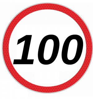 Nálepka - konštrukčná rýchlosť  100 Φ15-veľká