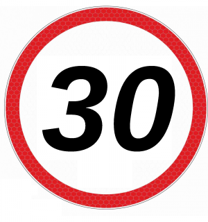 Nálepka - konštrukčná rýchlosť 30 Φ19 -veľká