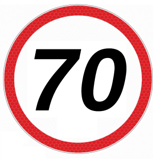 Nálepka - konštrukčná rýchlosť 70 Φ19-veľká